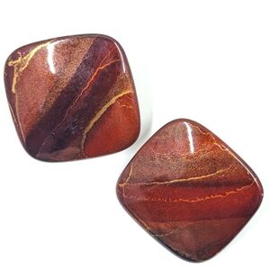 Vintage Art Deco Acrylic Faux Tiger Eye Pierced Earrings